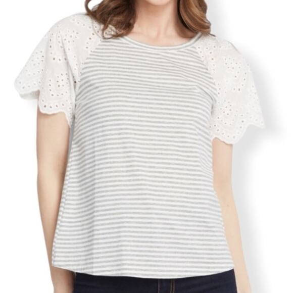 MODCLOTH EVERYTHING AT ONCE RAGLAN EYELET BLOUSE - Picture 1 of 10